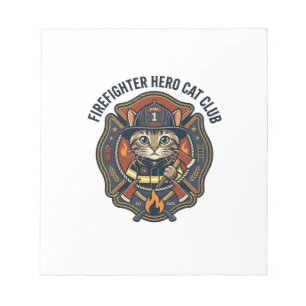 Bloc De Notas Remera Gráfica de Gato Héroe Bombero - Bombero