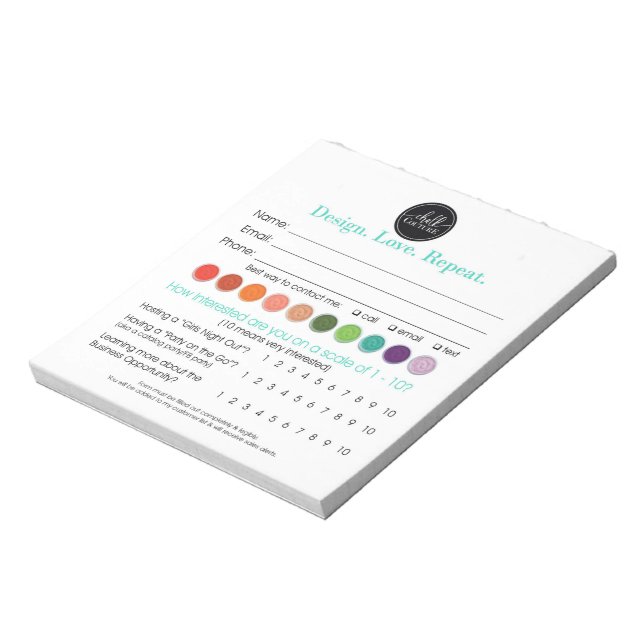 Bloc De Notas Representante de Ventas Chalk Couture Reserva de D (Lado Izquierdo)
