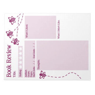 Bloc De Notas Reseña de libros Leyendo Bee Notepad