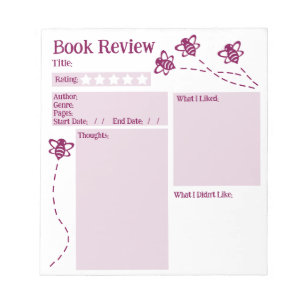 Bloc De Notas Reseña de libros Leyendo Bee Notepad