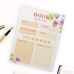 Bloc De Notas Reseña del libro de las flores de tinta y acuarela<br><div class="desc">Presentamos nuestra nota de revisión de libros de personalizable, el compañero perfecto para cada amante de los libros. Este bloc de notas está diseñado para capturar tus pensamientos y reflexiones a medida que recorres cada libro. El bloc de notas incluye secciones para el título, autor, fecha de lectura, género, calificación,...</div>