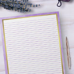 Bloc De Notas Resolución del Colegio de Líneas Púrpura de Tamaño<br><div class="desc">Páginas de tamaño de carta estándar - 8, 5" X 11" con líneas puras reguladas en cada página para una escritura sencilla - Papel portátil de un lado con marco dorado</div>