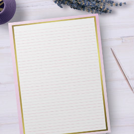 Bloc De Notas Resolución del Colegio de líneas rosadas de tamaño