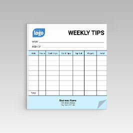 Bloc De Notas Restaurant Weekly Mini Tips Tracker Notepad