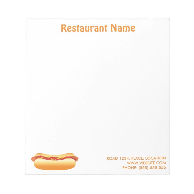 Bloc De Notas Restaurante personalizado de Hot Dog (Frente)