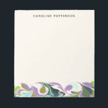 Bloc De Notas Resumen Arte de mármol Morado Verde Personalizado<br><div class="desc">Este elegante bloc de notas personalizado cuenta con un exclusivo borde abstracto de mármol en color violeta y verde. Personalízalo con tu nombre. Gran idea de regalo.</div>