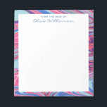 Bloc De Notas Resumen Arte Marcado Trippy Rosa Azul Personalizad<br><div class="desc">Un diseño abstracto vívido y vibrante de remolinos de mármol de acrílico azul y rosa. Personalízalo con tu nombre. Gran idea de regalo.</div>