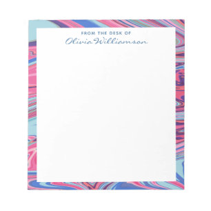 Bloc De Notas Resumen Arte Marcado Trippy Rosa Azul Personalizad
