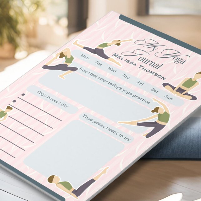 Bloc De Notas Resumen del Boho Pink Green Yoga Pose Daily Journa (Subido por el creador)