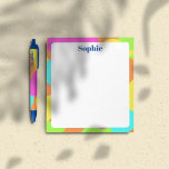 Bloc De Notas Resumen el colorido y moderno nombre personalizado<br><div class="desc">Se trata de un arte moderno abstracto muy colorido, con magníficos colores magenta, cian, amarillo, naranja y verde que crean formas libres en el fondo. Es un diseño personalizado, así que puedes añadir tu propio nombre. El tipo de letra del nombre está en contraste con un bonito color azul profundo....</div>