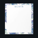 Bloc De Notas Resumen Marble azul Swirl Estilo Personalizado<br><div class="desc">Un divertido diseño gráfico de murallas abstractas gira en una colorida paleta de verde suave de la menta,  perwinkle,  azul y morado,  personalizada con tu nombre o palabra de elección.</div>