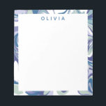 Bloc De Notas Resumen Marble azul Swirl Estilo Personalizado<br><div class="desc">Un divertido diseño gráfico de murallas abstractas gira en una colorida paleta de verde suave de la menta,  perwinkle,  azul y morado,  personalizada con tu nombre o palabra de elección.</div>