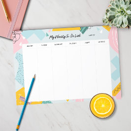 Bloc De Notas Resumen Pastel Weekly Planner