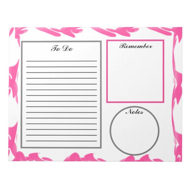 Bloc De Notas Resumen rosa por hacer (Frente)