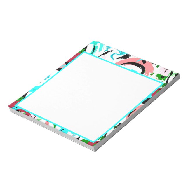 Bloc De Notas Resumen rosa y acuático (Lado Izquierdo)