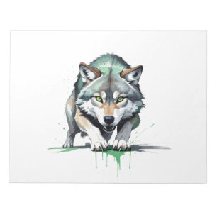 Bloc De Notas Retrato de arte gráfico del vector del lobo Espíri