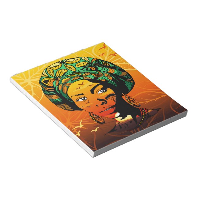 Bloc De Notas Retrato de mujer africana con puesta de sol (Lado Derecho)