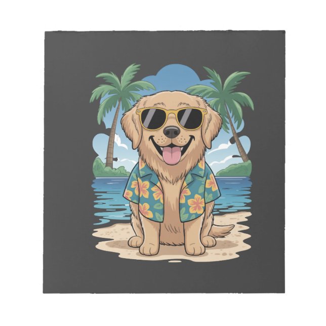Bloc De Notas Retriever Tropical � Perro de Vibraciones de Playa (Frente)