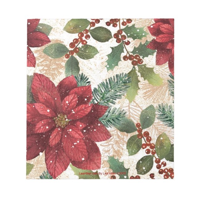Bloc De Notas Retro 50 Poinsettia Crema Verde Rojo (Frente)