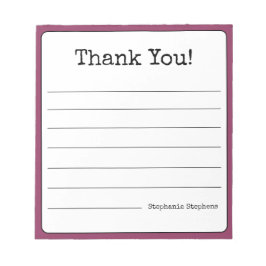 Bloc De Notas Retro de Color Vino Gracias Por Tu Nombre Rayado