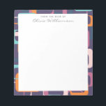 Bloc De Notas Retro Geométrico Medio Siglo Formas Art Purple Nom<br><div class="desc">Un divertido retro da forma al diseño en un moderno estilo de edad del espacio atómico de mediados de siglo con un fondo morado.</div>