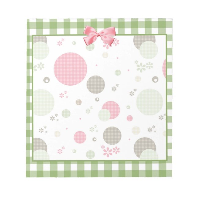 Bloc De Notas Retro Gingham Polka Dots and Daisies (Frente)