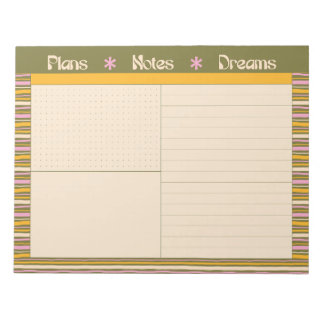 Bloc De Notas Retro Spring Hand Drawn Striped Plan and Dream