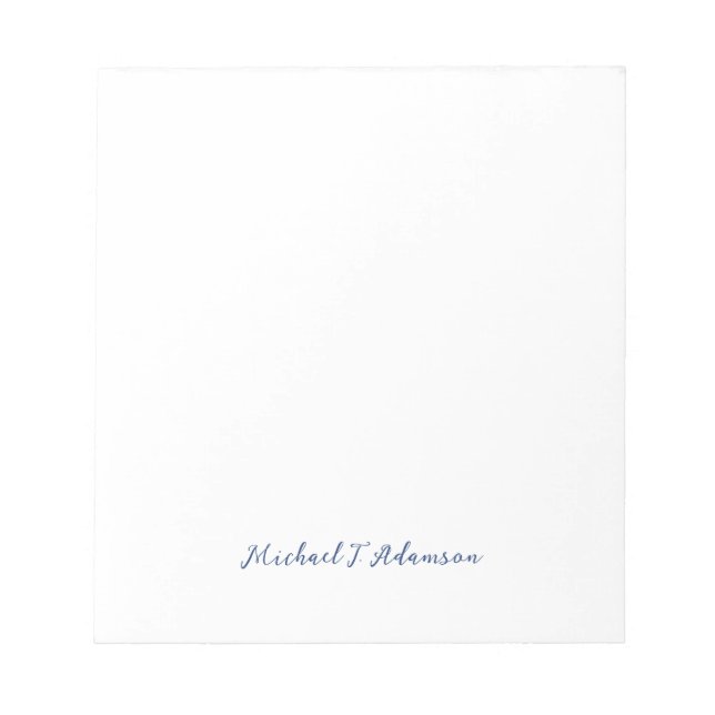 Bloc De Notas Retro Style Elegant Plain White Calligraphy Name (Frente)