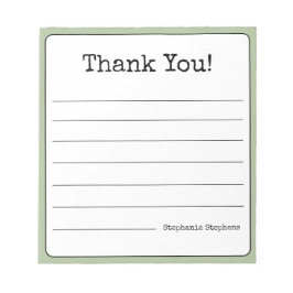 Bloc De Notas Retro Verde Salvia Gracias Tu Nombre Renglones