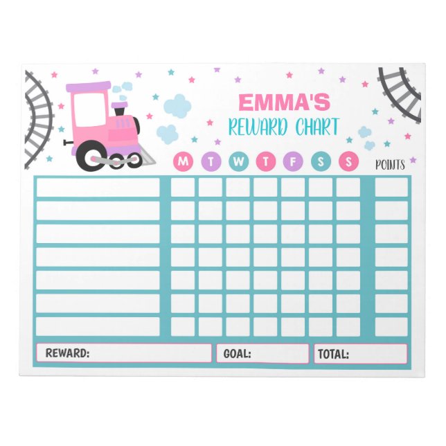 Bloc De Notas Reward Chart Monster Train Personalized Chores (Frente)