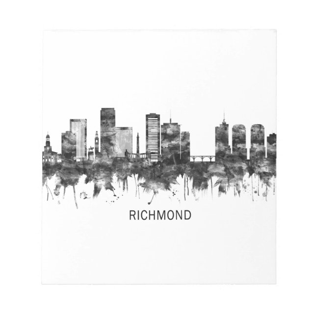 Bloc De Notas Richmond Virginia Skyline BW (Frente)
