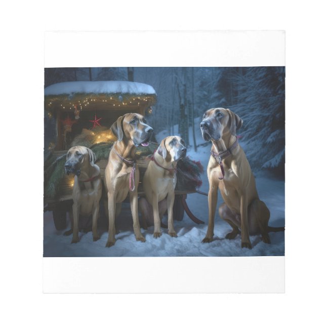 Bloc De Notas Ridgeback Rodesiano Decoración de Navidades Snowy  (Frente)