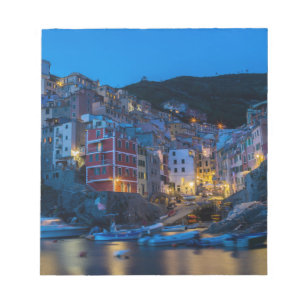 Bloc De Notas Riomaggiore por la noche Cinque Terre Liguria Ital