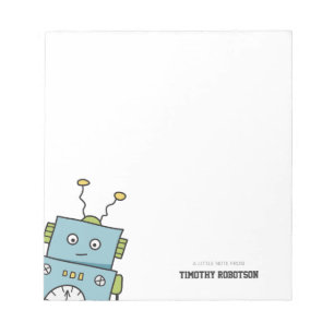Bloc De Notas Robot dibujado mano azul linda
