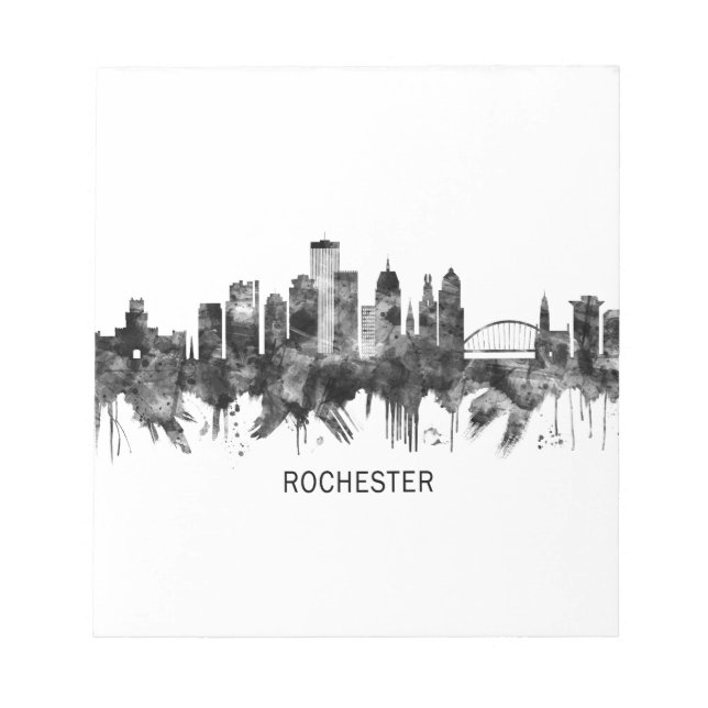 Bloc De Notas Rochester New York Skyline BW (Frente)