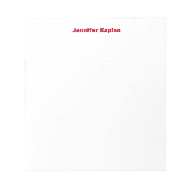 Bloc De Notas Rojo Blanco Negrita Simple Profesional Moderno (Frente)