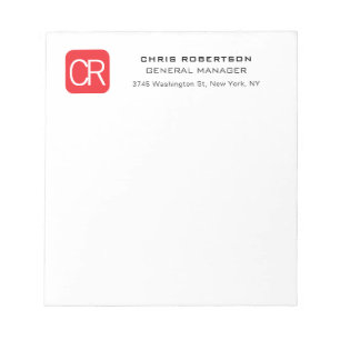 Bloc De Notas Rojo Blanco Profesional Liso Monogramado