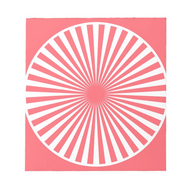 Bloc De Notas Rojo coral con patrón de círculo blanco (Frente)