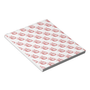 Bloc De Notas Rojo Corazones Vintage de 5,5" x 6" Notepad 40 pág