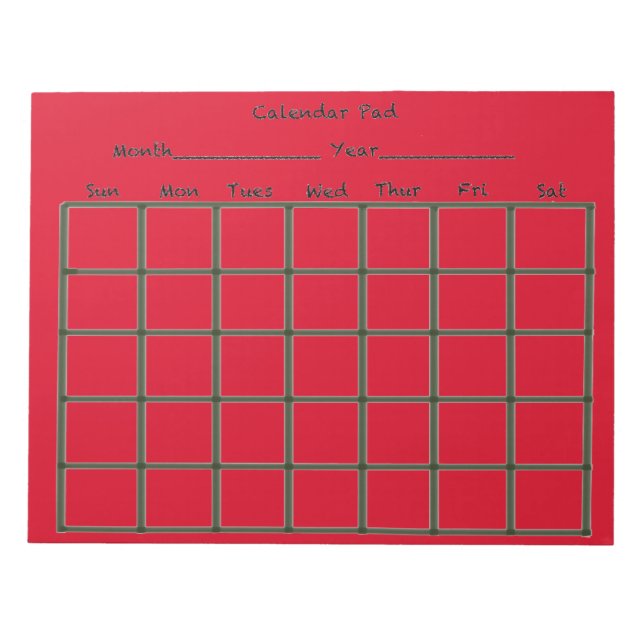 Bloc De Notas Rojo de teclado del calendario (Frente)