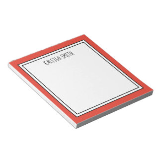 Bloc De Notas Rojo Naranja Blanco Editable Color Personalizado