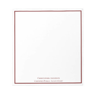 Bloc De Notas Rojo Oscuro Blanco Profesional Personalizado