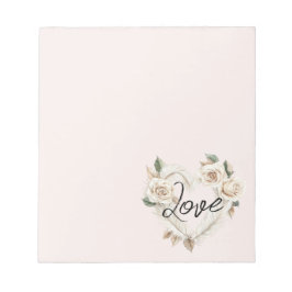 Bloc De Notas Romantic Blush Roses Feathers Heart Love