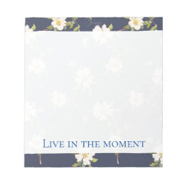Bloc De Notas Romántico azul marino blanco floral 
