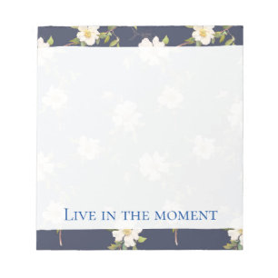 Bloc De Notas Romántico azul marino blanco floral