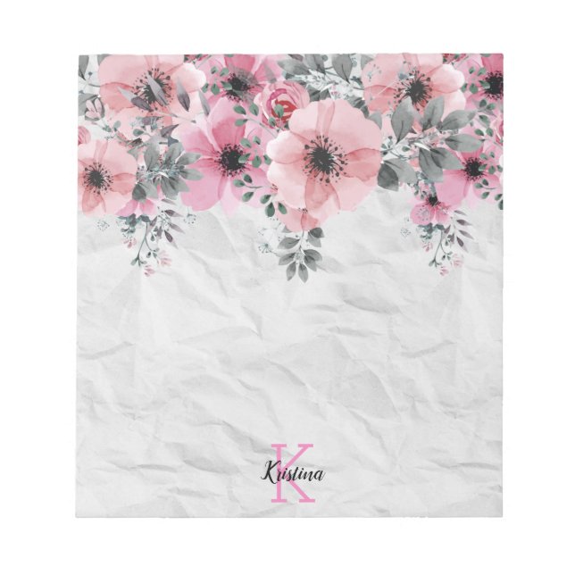 Bloc De Notas Romántico elegante floral antiguo personalizado (Frente)