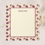 Bloc De Notas Románticos Rosas de Borgoña en Crema<br><div class="desc">Este encantador rosa burgundy personalizado le puede ayudar a sonreír mientras planea o escribe notas. Ya sea una lista de tareas pendientes o una nota a tu profesor de música, es un lugar encantador para capturar tus pensamientos. Tiene un hermoso patrón de repetición de rosas contra un fondo amarillo pálido....</div>