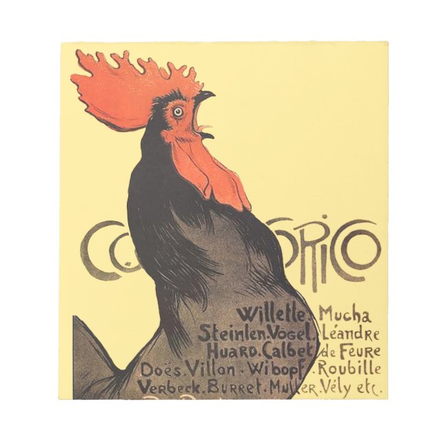 Bloc De Notas Rooster Steinlen Cocorico Arte francés (Frente)