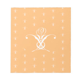 Bloc De Notas Rosa de Flourish de color blanco retro Peach