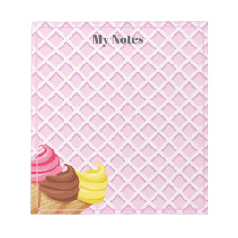 Bloc de notas rosa de helado Waffle Cream